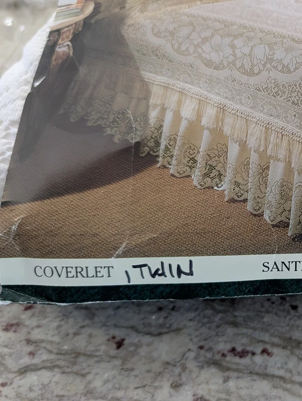 Oxford House Somerset Rose Lace Bedspread Coverlet White Lined Fringe Twin NWOT